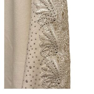 IRE brand White Knit Lace & Embellished Long Sleeve knit Sweater